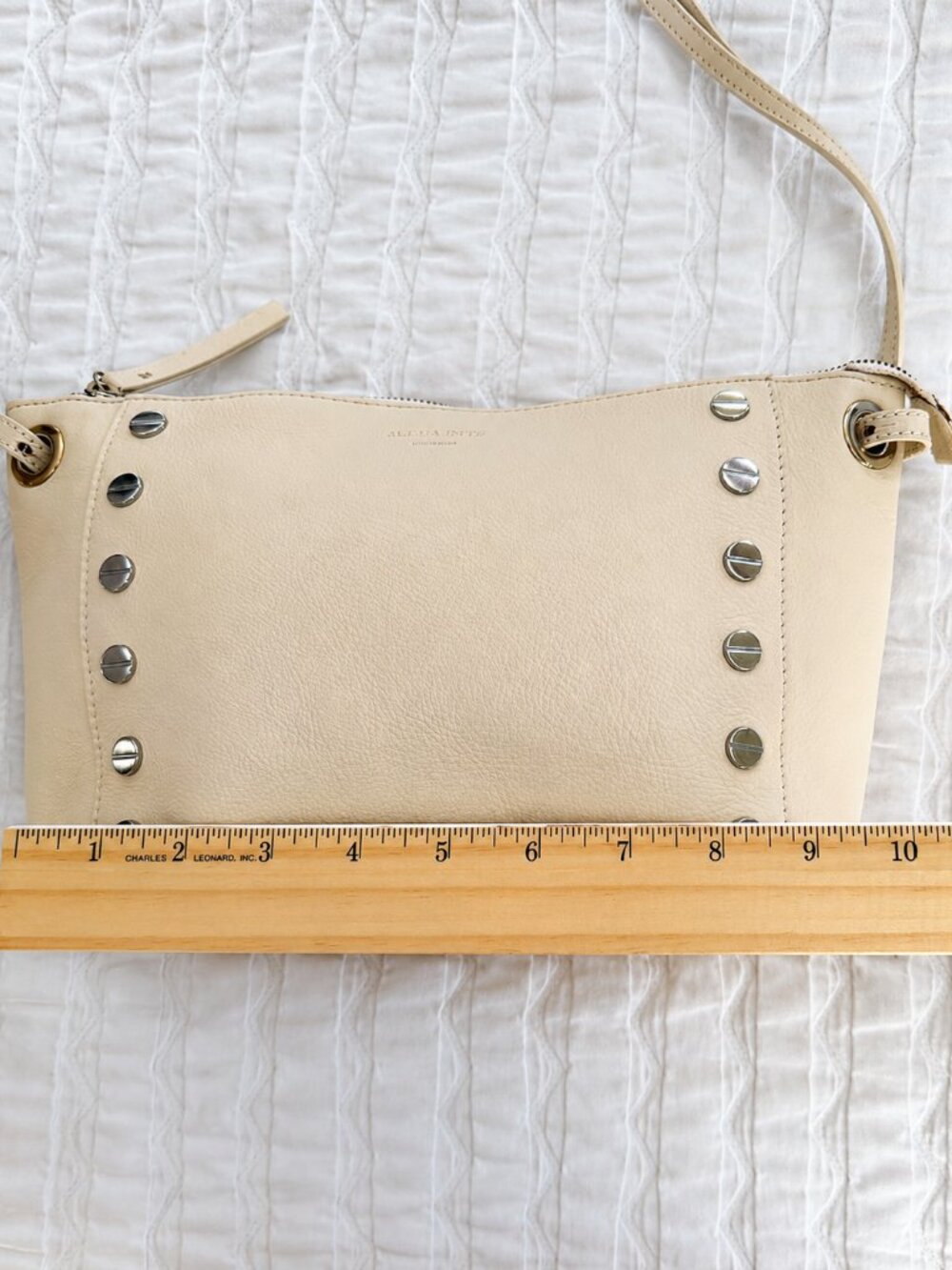 Gloria Ortiz Cream Leather Studded Shoulder Bag & Matching Walle | Made in Spain - Picture 2 of 8